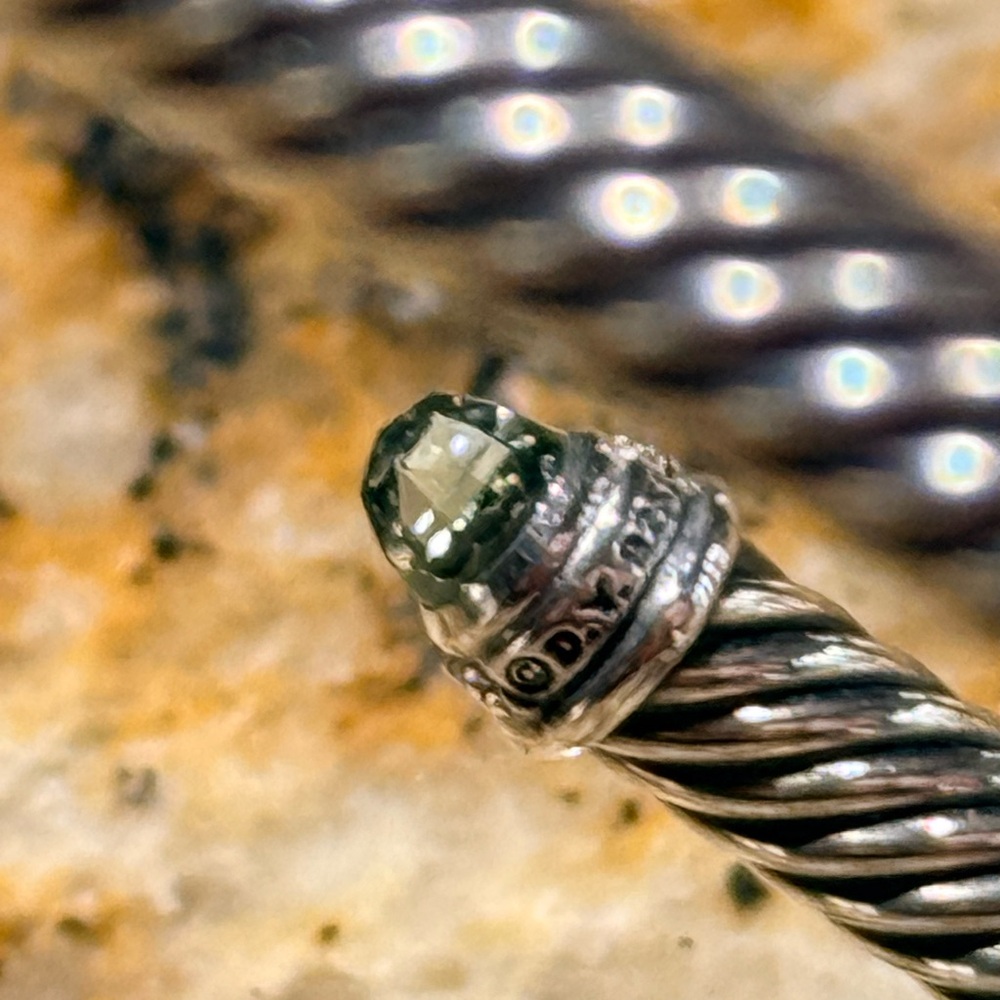 David Yurman Classic Sterling Silver w/Prasiolite Diamonds 5mm.Authentic EUC M - Picture 10 of 15
